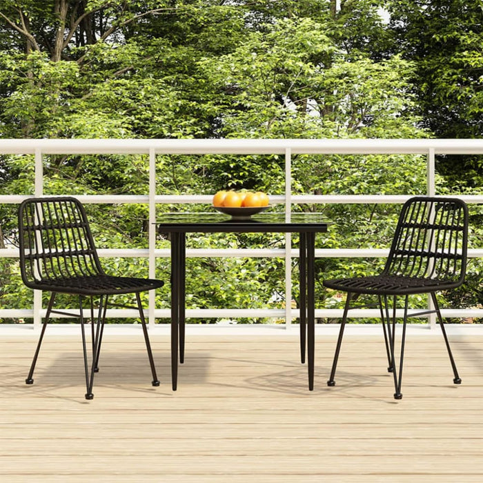 3 Piece Garden Dining Set Black Poly Rattan Topinnb