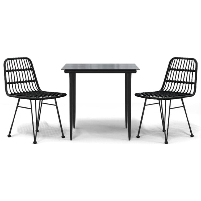 3 Piece Garden Dining Set Black Poly Rattan Topinnb