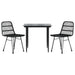 3 Piece Garden Dining Set Black Poly Rattan Topinnb