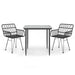 3 Piece Garden Dining Set Black Poly Rattan Topinpx