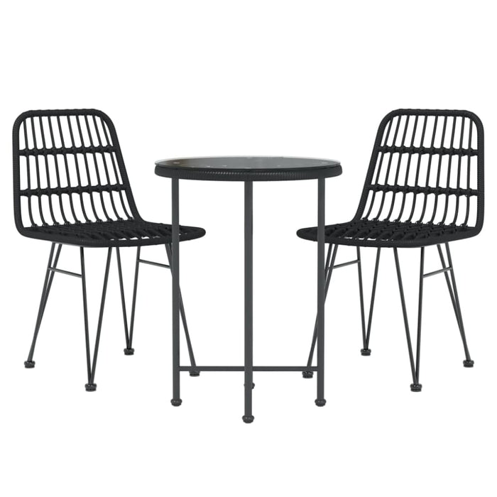 3 Piece Garden Dining Set Black Poly Rattan Topintl