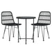 3 Piece Garden Dining Set Black Poly Rattan Topintl