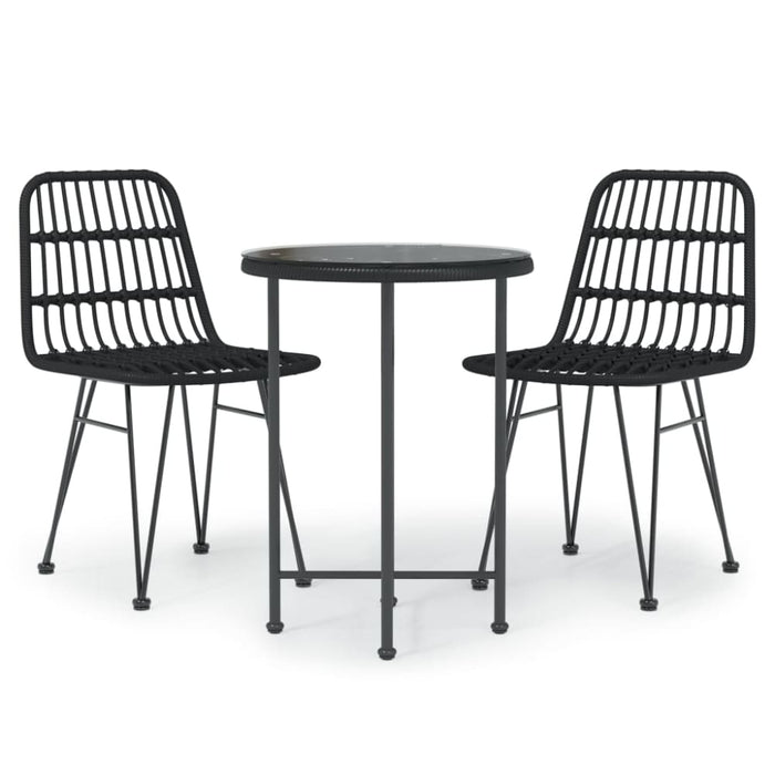 3 Piece Garden Dining Set Black Poly Rattan Topintl