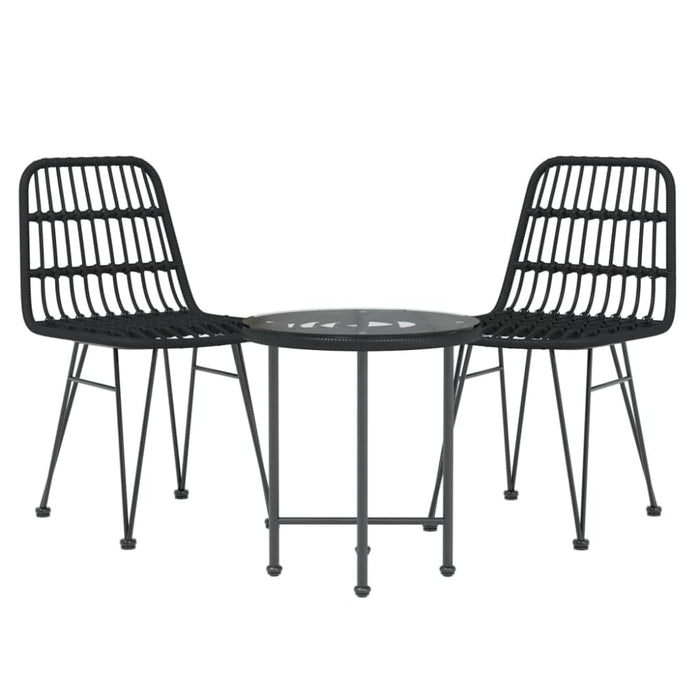 3 Piece Garden Dining Set Black Poly Rattan Topintx