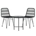 3 Piece Garden Dining Set Black Poly Rattan Topintx