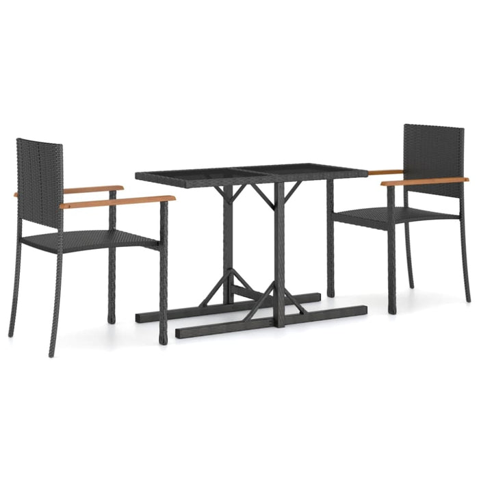 3 Piece Garden Dining Set Black Tbixaax