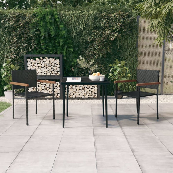 3 Piece Garden Dining Set Black Tbkkaok