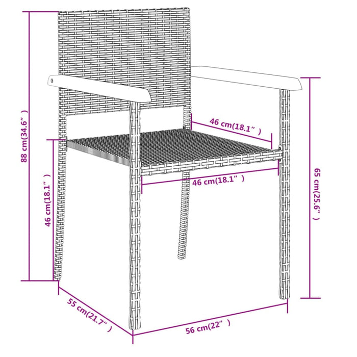 3 Piece Garden Dining Set Black Tbkkaok