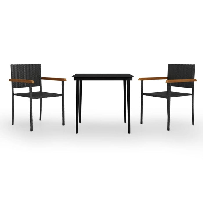 3 Piece Garden Dining Set Black Tbkkaok