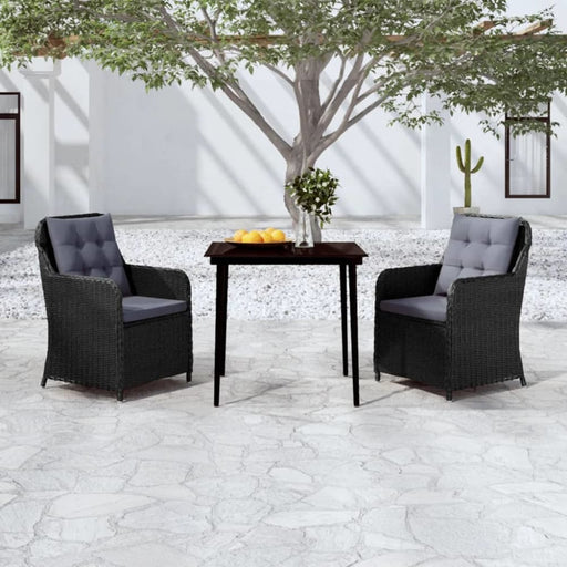 3 Piece Garden Dining Set Black Tbkkpio