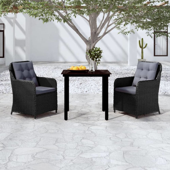 3 Piece Garden Dining Set Black Tbkkppk