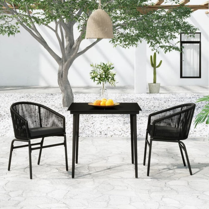 3 Piece Garden Dining Set Black Tbkkxtk