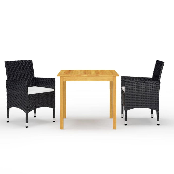 3 Piece Garden Dining Set Black Tblilli