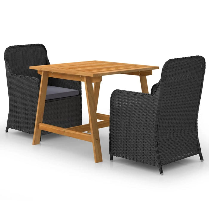 3 Piece Garden Dining Set Black Tblnioa