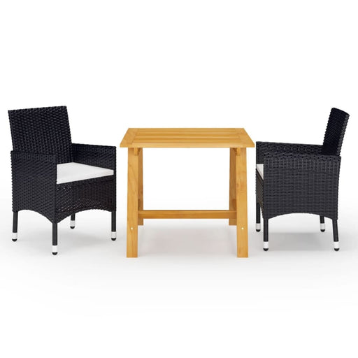 3 Piece Garden Dining Set Black Tblnlnt