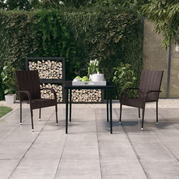 3 Piece Garden Dining Set Brown And Black Tbkkabo