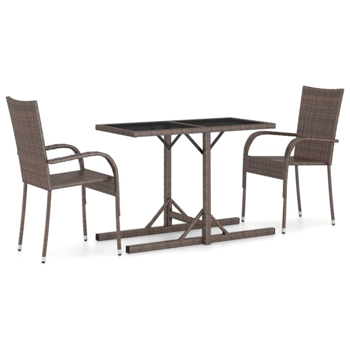 3 Piece Garden Dining Set Brown Tbixapo