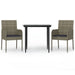 3 Piece Garden Dining Set With Cushions Black And Grey Poly