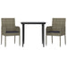 3 Piece Garden Dining Set With Cushions Black And Grey Poly