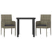 3 Piece Garden Dining Set With Cushions Black And Grey Poly