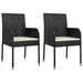 3 Piece Garden Dining Set With Cushions Black Poly Rattan