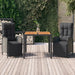 3 Piece Garden Dining Set With Cushions Black Poly Rattan