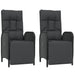 3 Piece Garden Dining Set With Cushions Black Poly Rattan