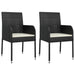 3 Piece Garden Dining Set With Cushions Black Poly Rattan