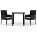 3 Piece Garden Dining Set With Cushions Black Poly Rattan