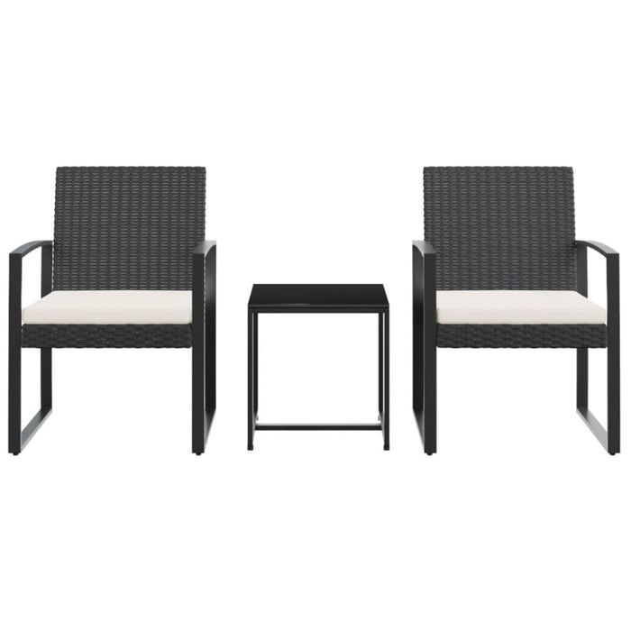 3 Piece Garden Dining Set With Cushions Black Pp Rattan