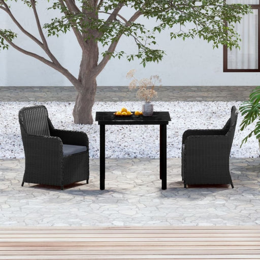 3 Piece Garden Dining Set With Cushions Black Tbkkpxk