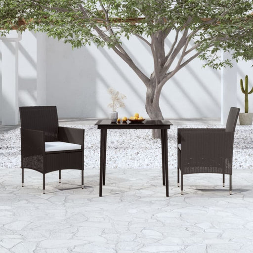 3 Piece Garden Dining Set With Cushions Black Tbkktbp