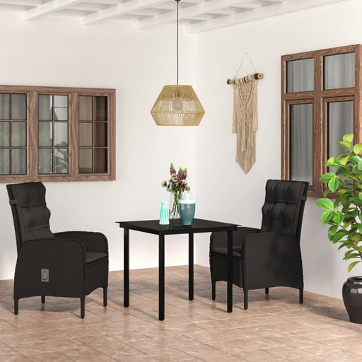 3 Piece Garden Dining Set With Cushions Black Tbkktpt