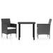 3 Piece Garden Dining Set With Cushions Black Tbkkxno