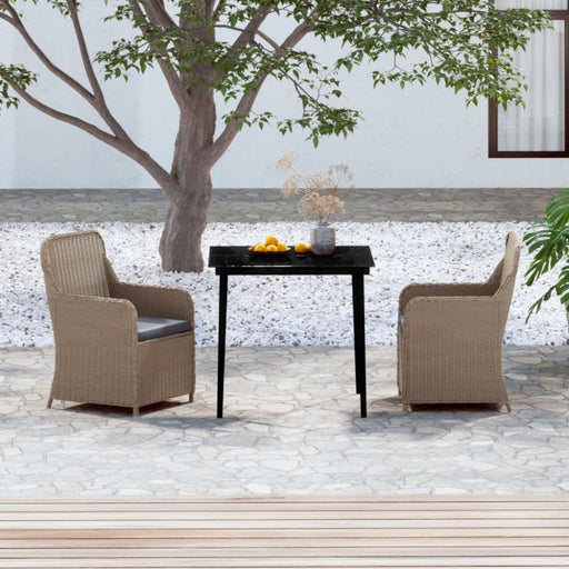 3 Piece Garden Dining Set With Cushions Brown Tbkkpai