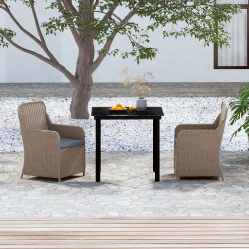 3 Piece Garden Dining Set With Cushions Brown Tbkkptp