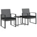 3 Piece Garden Dining Set With Cushions Dark Grey Pp Rattan