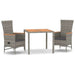 3 Piece Garden Dining Set With Cushions Grey Poly Rattan