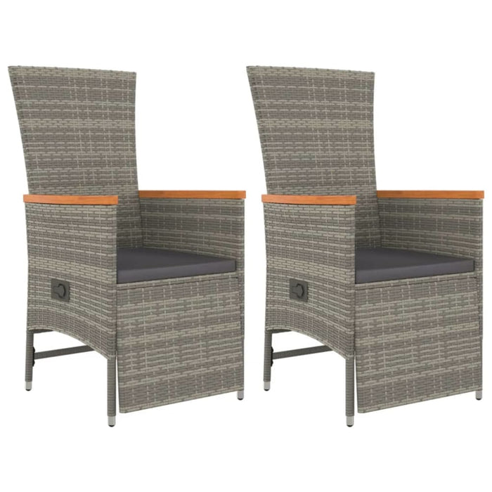 3 Piece Garden Dining Set With Cushions Grey Poly Rattan