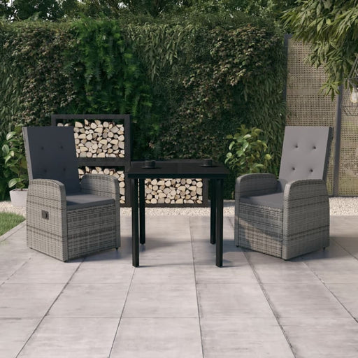 3 Piece Garden Dining Set With Cushions Grey Tbkkait