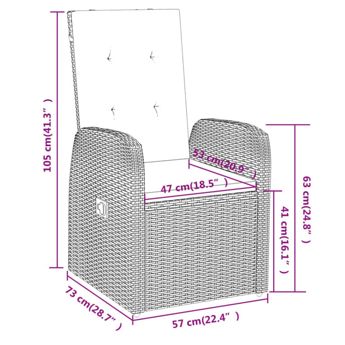 3 Piece Garden Dining Set With Cushions Grey Tbkkait