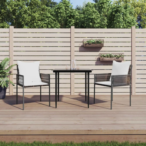 3 Piece Garden Dining Set With Cushions Poly Rattan