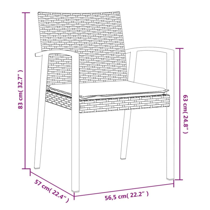 3 Piece Garden Dining Set With Cushions Poly Rattan