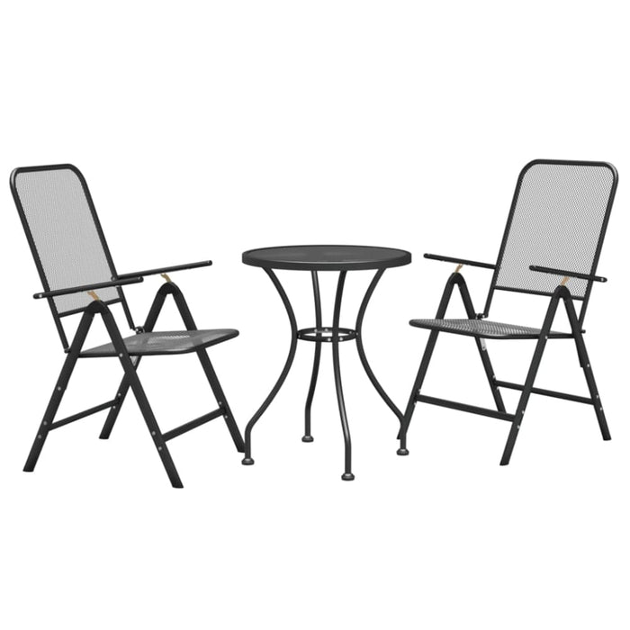 3 Piece Garden Dining Set Expanded Metal Mesh Anthracite