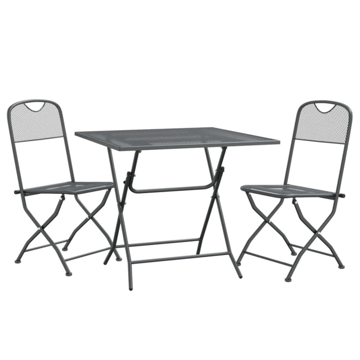 3 Piece Garden Dining Set Expanded Metal Mesh Anthracite