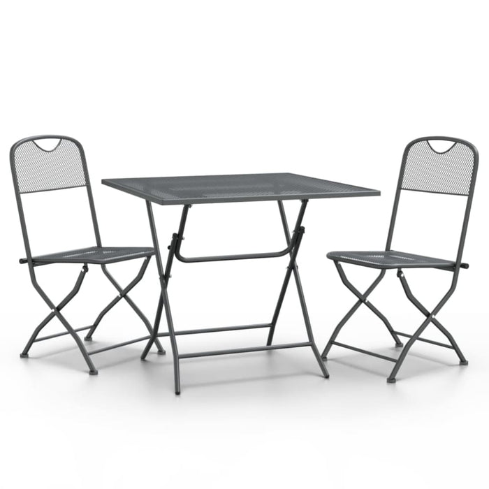 3 Piece Garden Dining Set Expanded Metal Mesh Anthracite