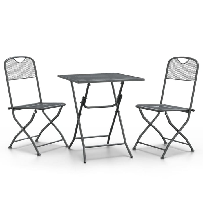 3 Piece Garden Dining Set Expanded Metal Mesh Anthracite