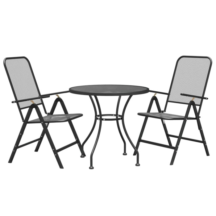 3 Piece Garden Dining Set Expanded Metal Mesh Anthracite