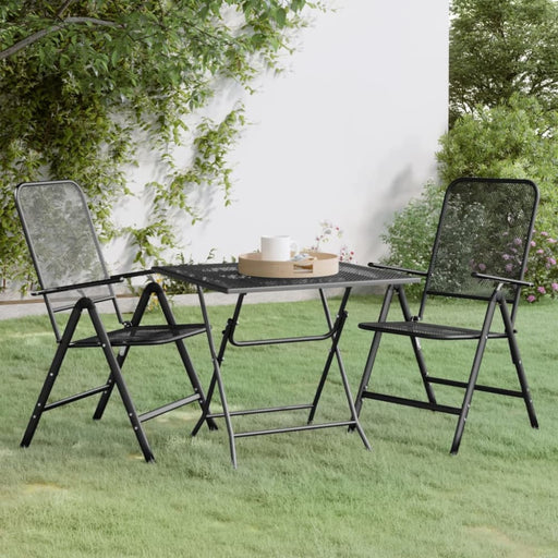 3 Piece Garden Dining Set Expanded Metal Mesh Anthracite