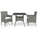 3 Piece Garden Dining Set Grey Poly Rattan And Glass Tbpntbk